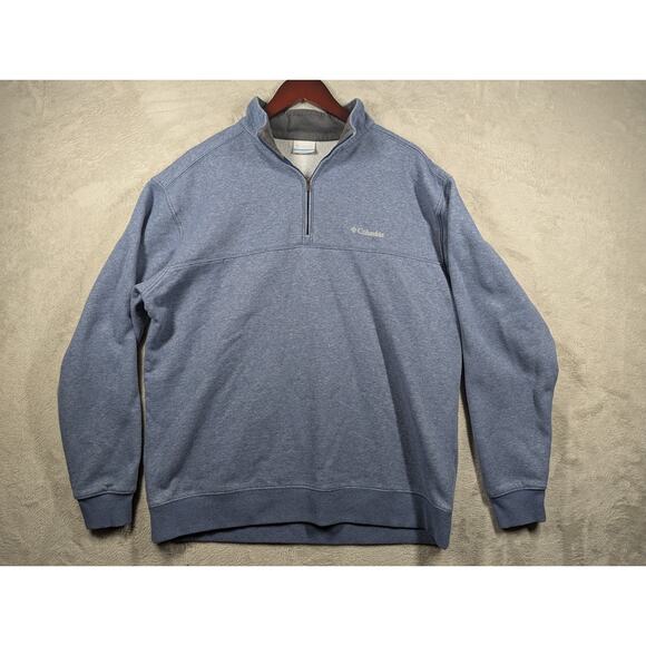 Columbia Size XL Blue Pullover Quarter Zip Sweatshirt Cotton Polyester - Picture 1 of 8